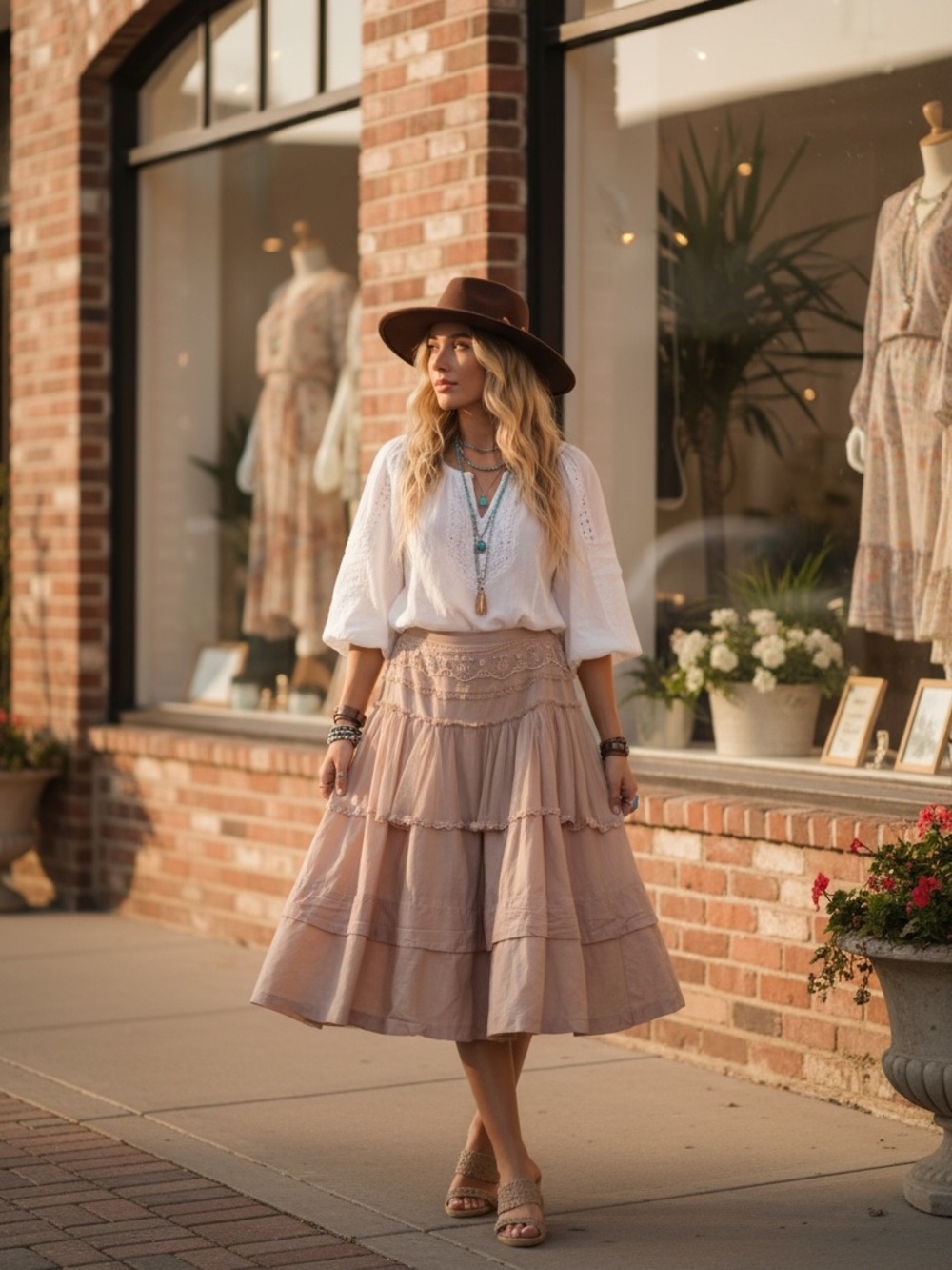 Vintage Odille Anthropologie Blush Tiered Lace Skirt Boho Cottagecore Size 4